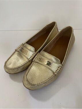 Coach Gold Metallic Loafers Women’s Size 8